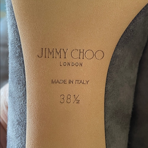 Jimmy Choo Jessie Smoke Suede Silver Block Heel Pumps - Picture 9 of 11